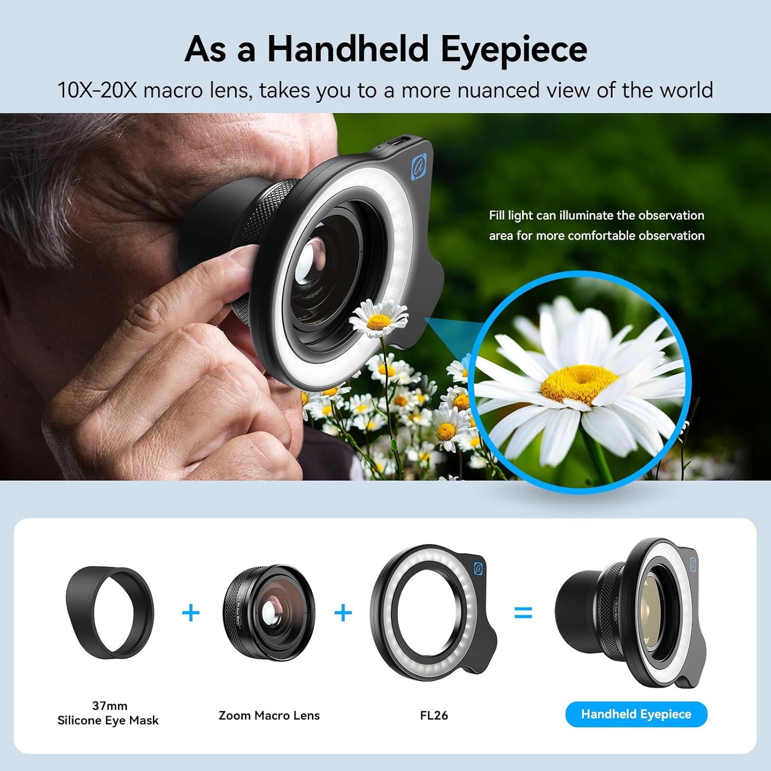 APEXEL 10-20X Macro Lens for iPhone & Android Phones | HD Photography Lens Kit with Universal Clip & 45-Mode Fill Light | Capture Still Life Close-Ups, Insects, Plants, Jewelry, Food & Small Objects - Image 7