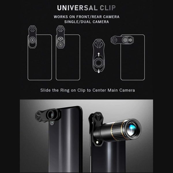 Updated COSULAN Phone Camera Lens Kit 4-in-1, Come with 22X Telephoto Lens, 205° Fisheye Lens, 4K 0.67X Wide Angle Lens, 25X Macro Lens, Clip, and Phone Mini Tripod for iPhone and Android Phone Series - Image 5